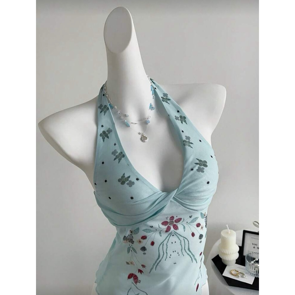 เสื้อคล้องคอลายดอกไม้