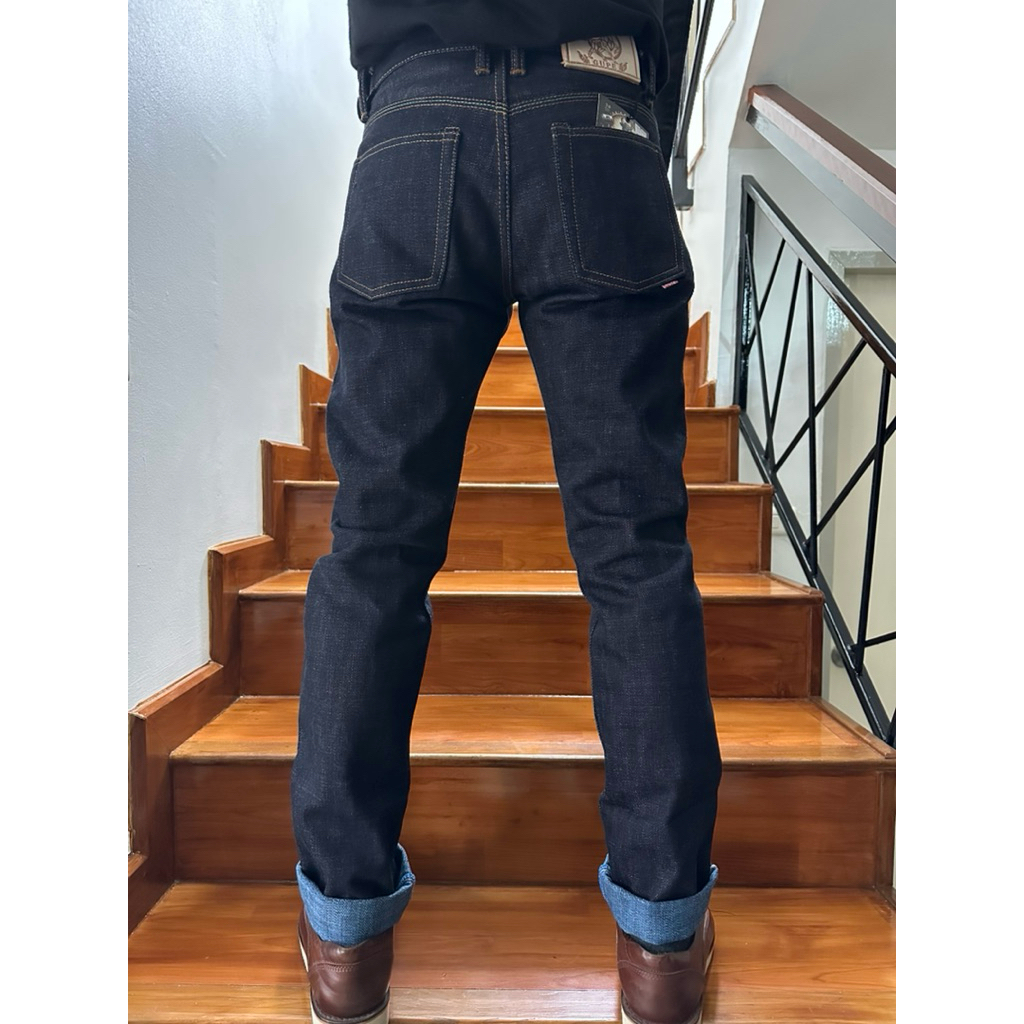 GUPEJEANS 21oz slub indigo x light blue (กรูปรี หลังฟ้า )21ozมีทรงกะบอกเล็กslimและกะบอกตรงstraight - รูปที่ 5