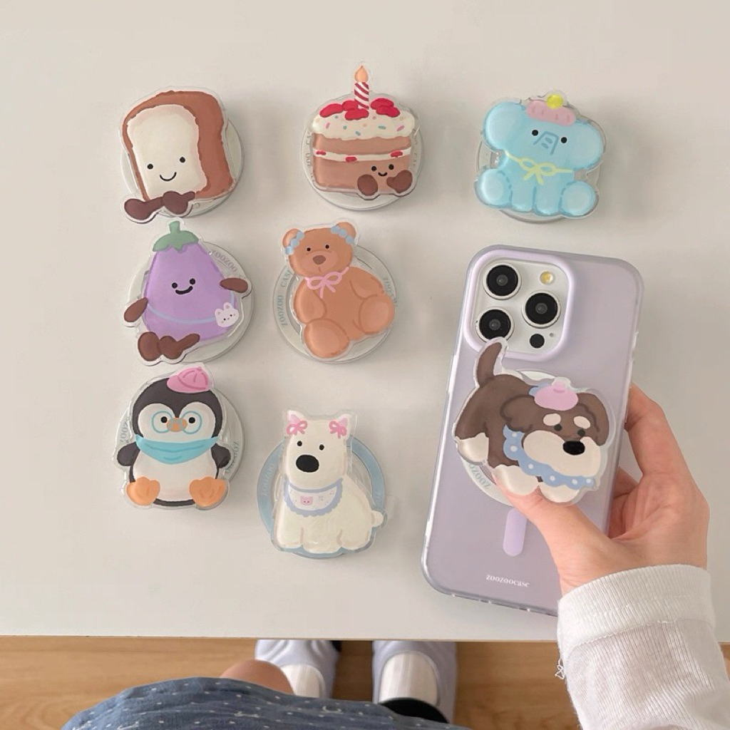 (ส่งทันที!) Supercase | Magnatic Cartoon Griptok Bakery Pets กริ๊บท็อก แม่เหล็ก การ์ตูน Popsocket iring ขาตั้งมือถือ