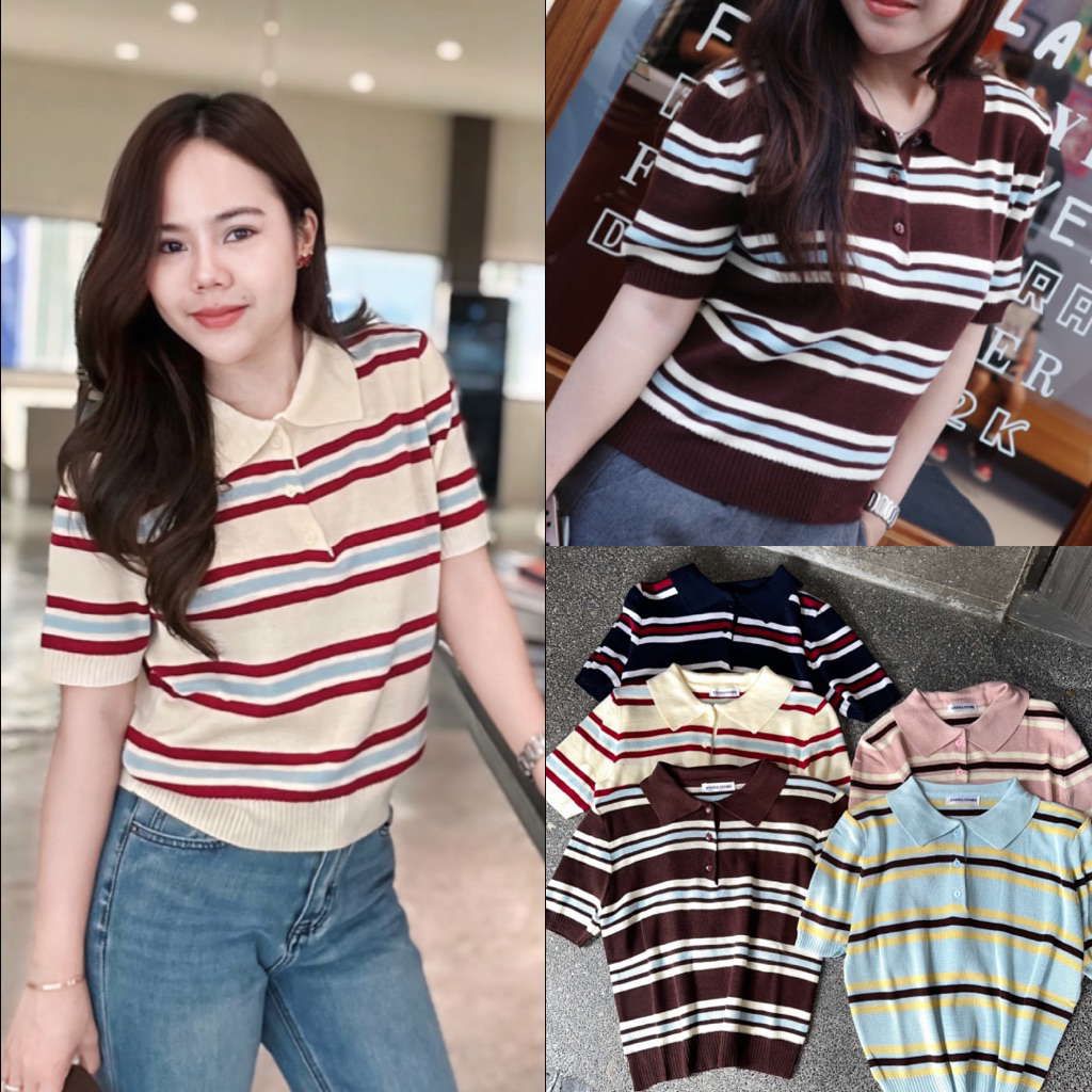 LEGOO POLO เสื้อโปโลผ้านิสลายทาง🍒พร้อมส่ง
