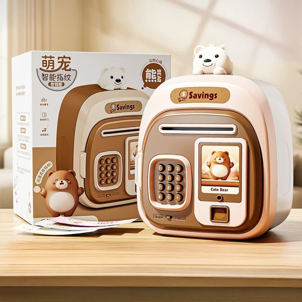 พร้อมส่งในไทย  กระปุกออมสิน ATM มีดนตรีมีรหัส/จำลองลายนิ้วมือ ตู้เซฟใส่แบงค์สามารถหยอดเหรียญได้