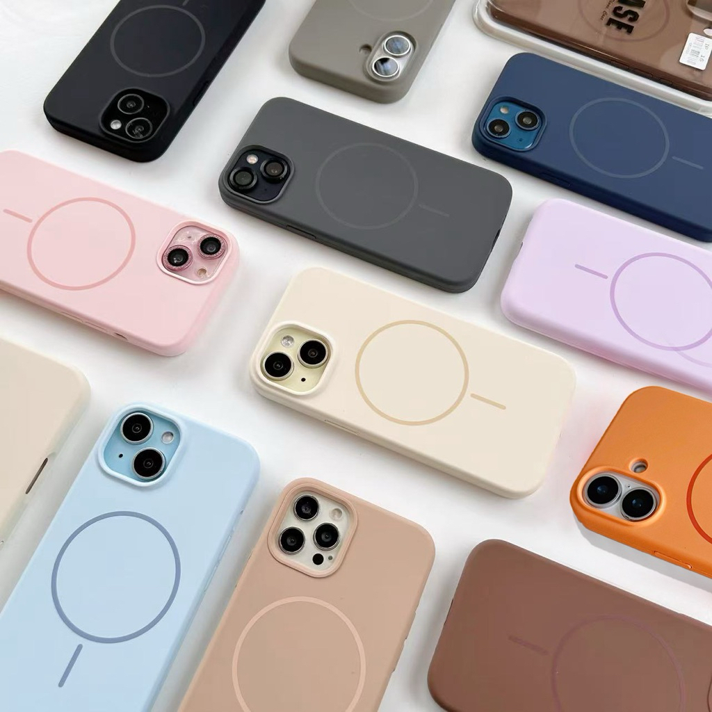 ใหม่ งานกำมะหยี่ เคสซิลิโคนชาร์จไร้สายวงแหวนแม่เหล็ก for iPhone11'12'13'14'15'16'PRO'MAX 7plus 16promax 15Promax 16plus