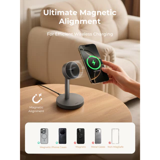 [รองรับ Qi 2.2] AUKEY MagFusion Qi 2.2 แท่นชาร์จไร้สาย 25W ดีไซน์พรีเมียม ชาร์จเสถียรไม่สะดุด LC-MC111 (Silver White)
