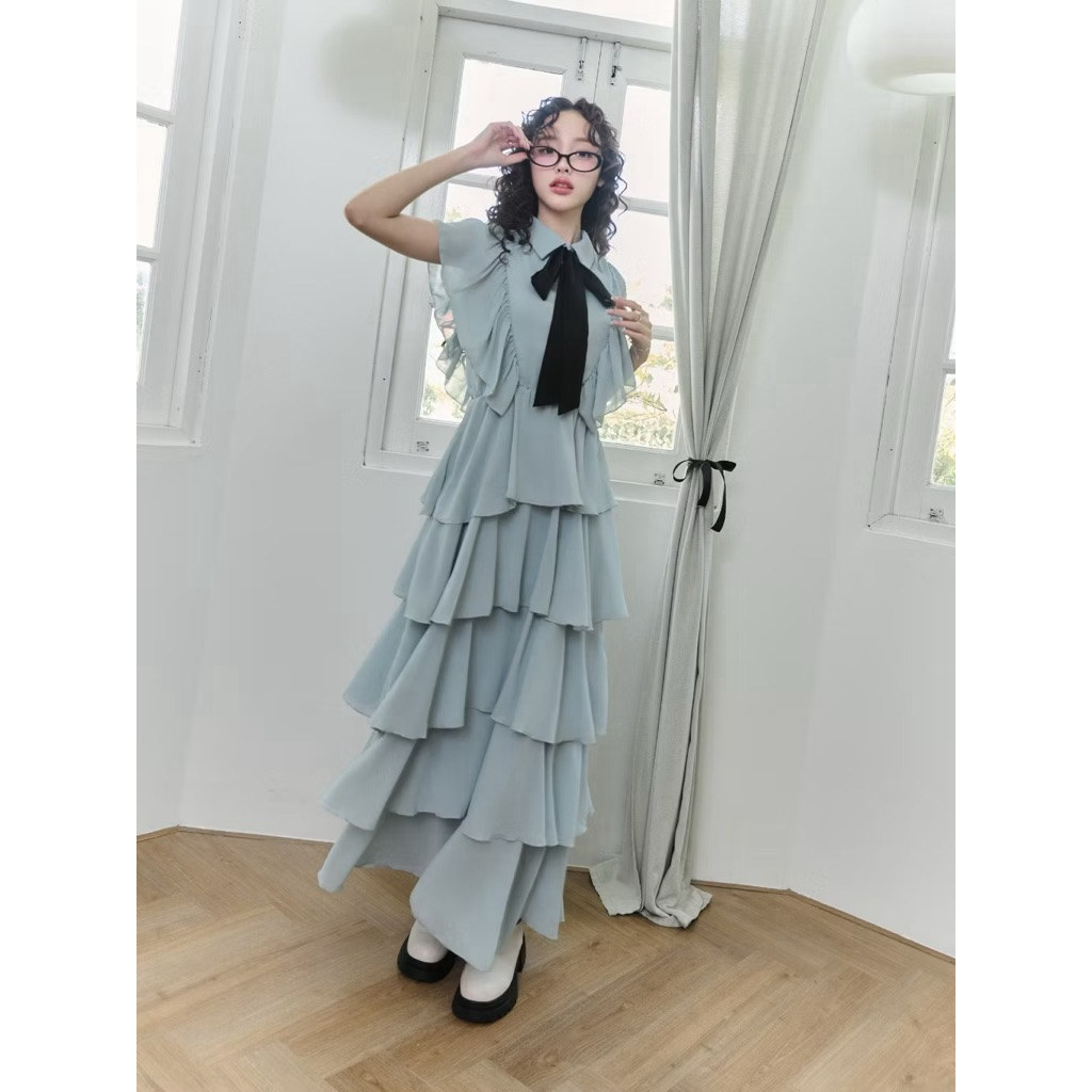 New! FLAT2112 FF0031 : LADY DIANA เดรสสี Turqouise size M