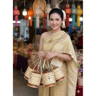 กระติ๊บข้าวเหนียว กระติ๊บข้าว กล่องข้าว หัวไม้ มีลาย กระติบข้าวเหนียวสวยงาม กระติบข้าวเหนียวทรงโบราณ