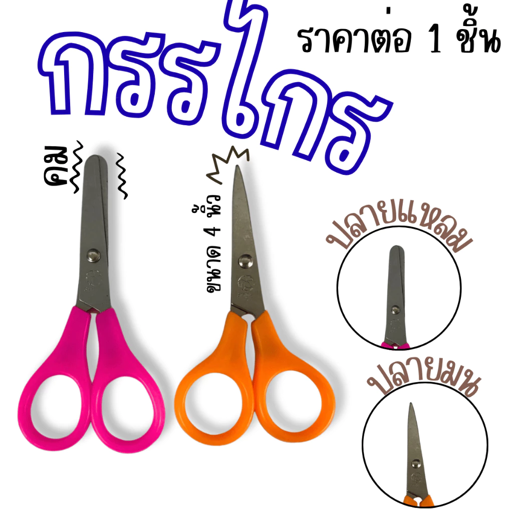 กรรไกร จิ๋ว ปลายมน ปลายแหลม คม สำหรับเด็ก กรรไกรจิ๋ว ขนาด 4 นิ้ว โรงเรียน นักเรียน นักศึกษา กรรไกรจิ๋วคม YC