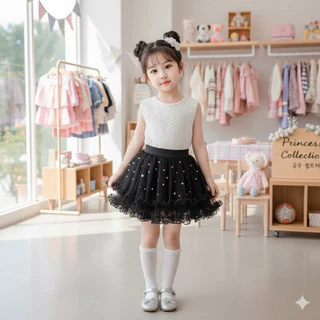 Babyonline(Y329)P2 (ส่งด่วน1วัน)กระโปรงฟรุ้งฟริ้งแฟชั่นสําหรับเด็กผู้หญิงตกแต่งไข่มุกสุดน่ารัก มีซับใน ไม่ระคายเคืองผิว
