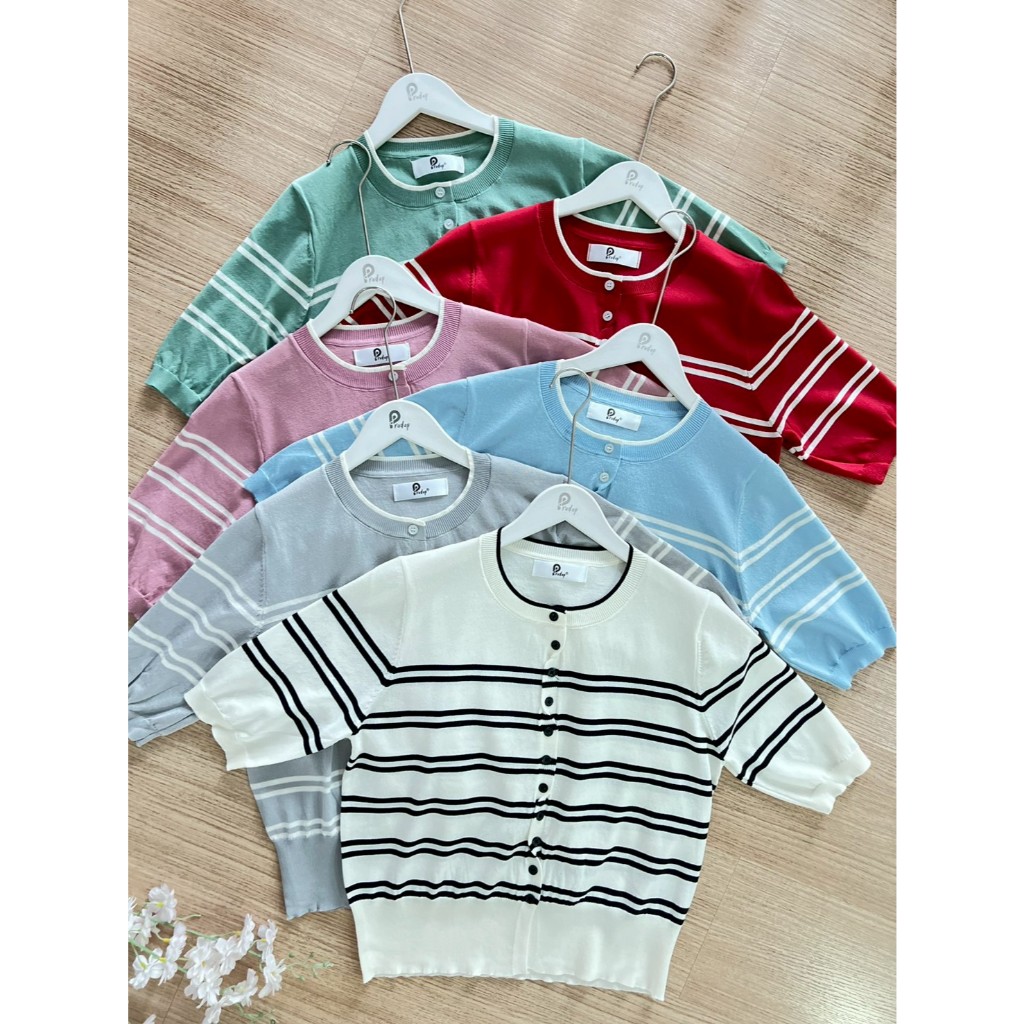 Pradap_brand:เสื้อแขนสั้นลายขวาง