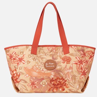 House on the Klong Cotton Capri Medium Beach Bag - Orange