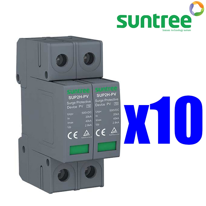 **ราคาต่อ 10 pcs.** Surge Protector Device SPD กันฟ้าผ่า 2P และ 3P SUP2H-PV , SUP2H1-PV , SUP2-PV 20