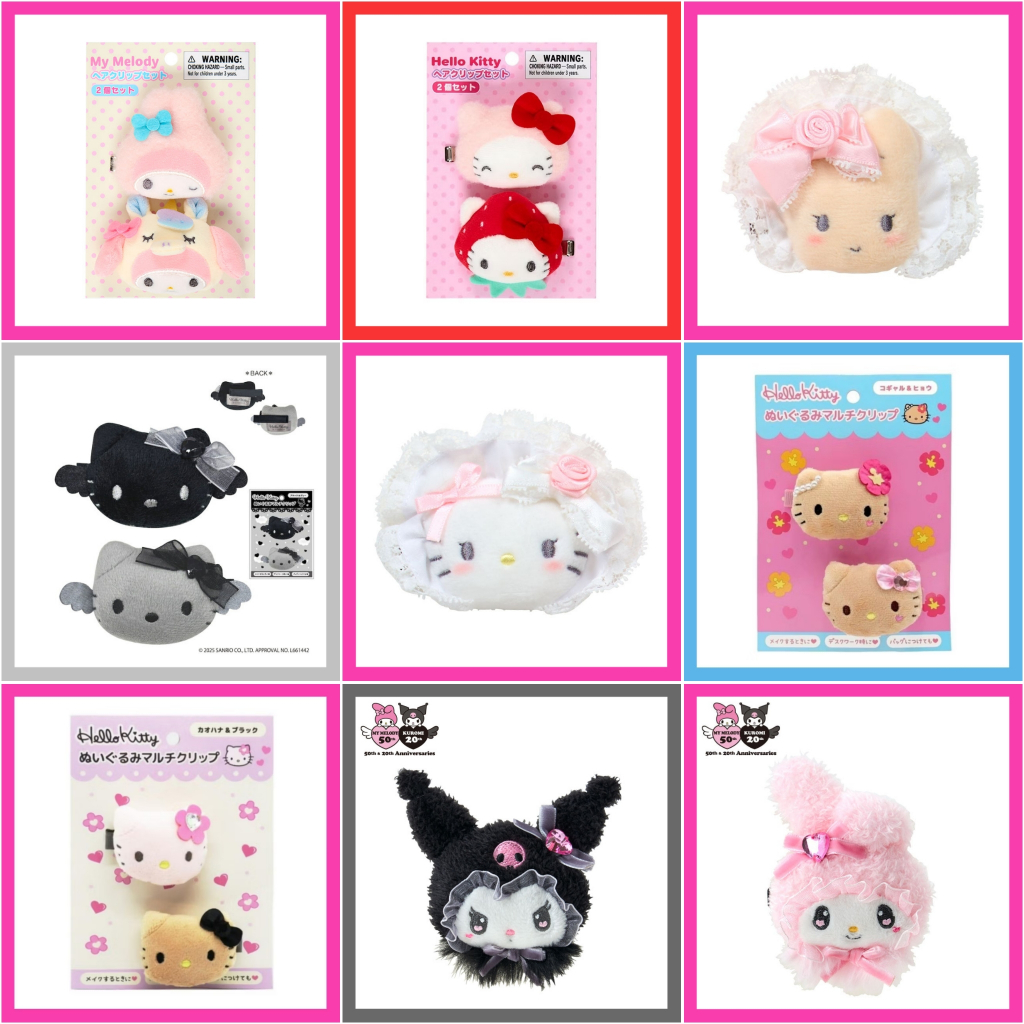 💚 แท้ 100% กิ๊บตุ๊กตา Sanrio กิ๊บหนีบผม Sanrio hair clip 💖 กิ๊บแม่ชม กิ๊บนุ่มนิ่ม Sanrio Miffy Pokemon Disney ชินจัง