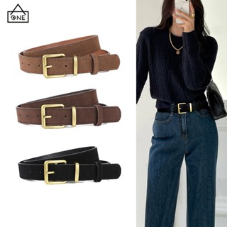 COD❤️เข็มขัดหนังหัวเข็มขัดโลหะเหลี่ยมวินเทจทนทานเครื่องประดั…