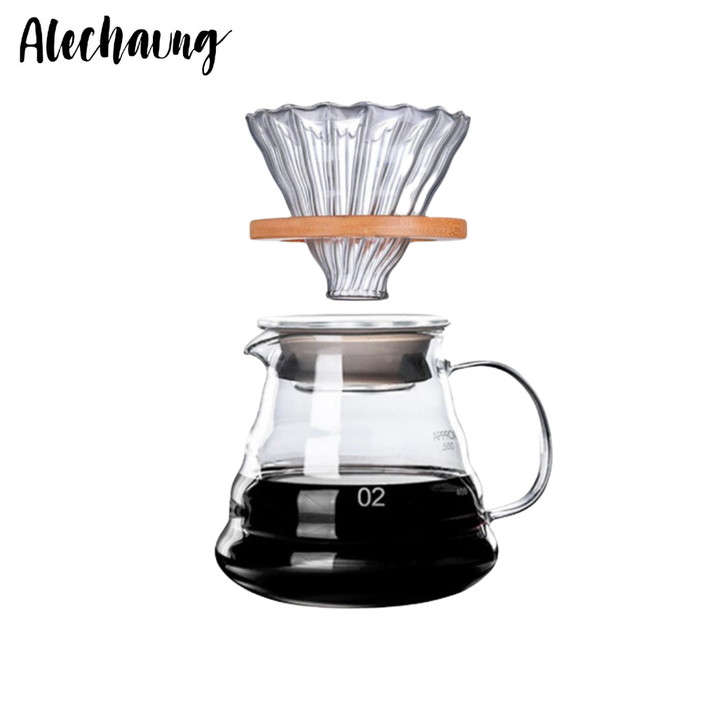 ชุดดริปกาแฟสด เหยือกกาแฟดริป coffee dripper set 3ขนาด 300ml 500ml 700ml Alechaung coffee