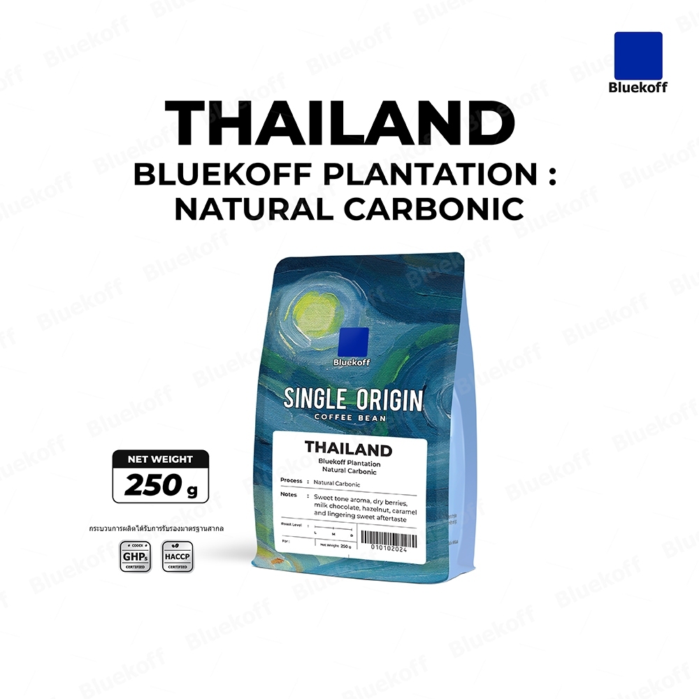 Bluekoff Plantation: Natural Carbonic เมล็ดกาแฟ ไทย อราบิก้า 100% Arabica 100% (1 ถุง บรรจุ 250 กรัม)