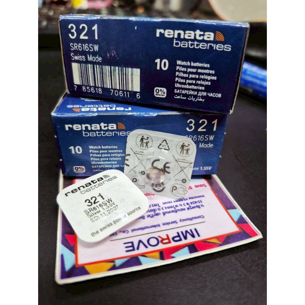 Renata 321 Battery (SR616SW) Silver Oxide 1.55V (1PC) ถ่านนาฬิกา กล้อง เครื่องคิดเลข