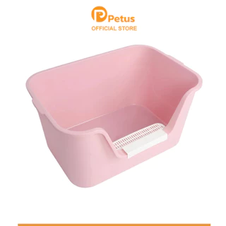 Petus กระบะทราย ห้องน้ำแมว ขนาดใหญ่ ทรงสูง ป้องกันการกระเด็นออก หน้ากว้าง 63 ซม. แถมฟรีที่ตักทราย