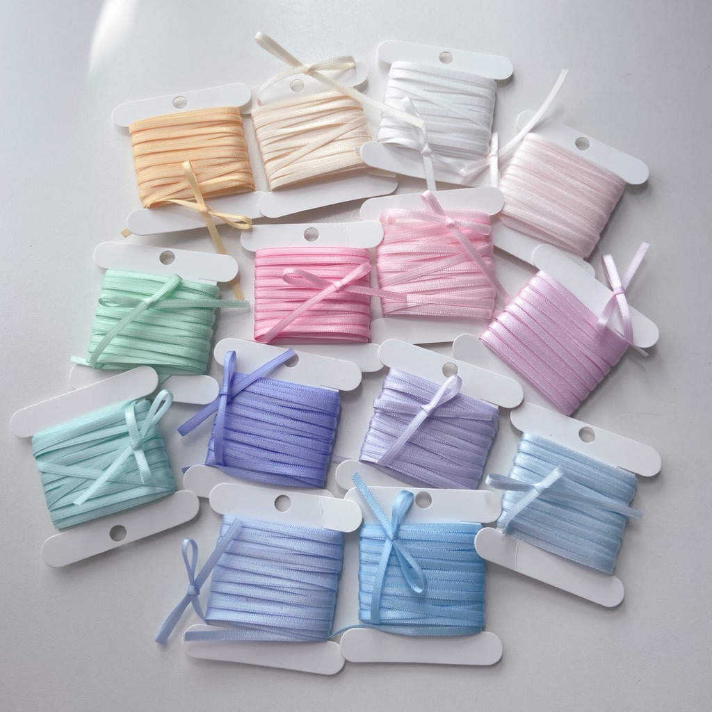 ♡  พร้อมส่ง | (5 หลา) Satin Ribbon โบว์ ริบบิ้น ซาติน ขนาด 3 mm / 0.3 cm