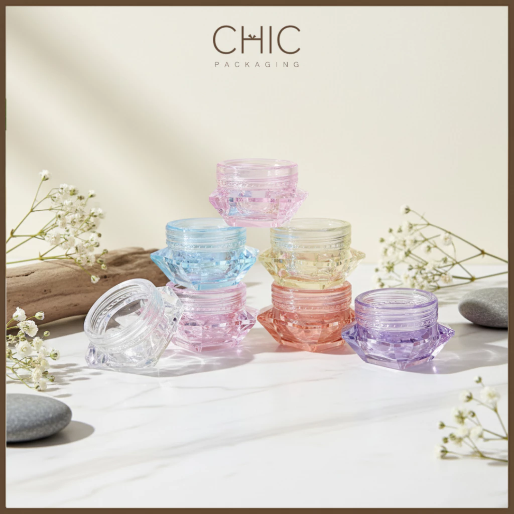 พร้อมส่ง ตลับเพชร กระปุกครีมเปล่า กระปุกเครื่องสำอางพลาสติก ใส่ครีมทาหน้า ลิปมัน เจล ของชำร่วย thumbnail 3