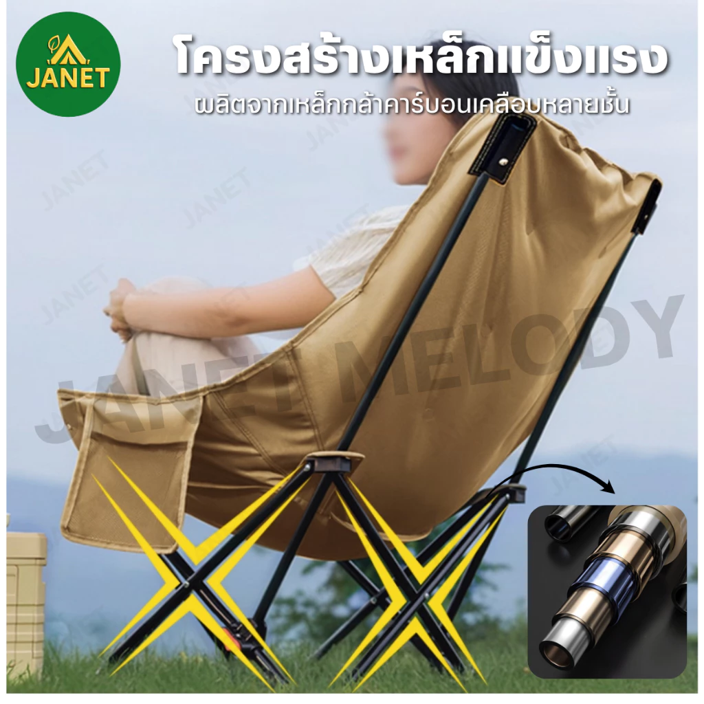 TOP SUN Janet เก้าอี้แคมป์ปิ้ง เก้าอี้พับ เก้าอี้โซฟา (ทรงอ้วนหลังสูง90 ซม) พร้อมกระเป๋าจัดเก็บ thumbnail 4