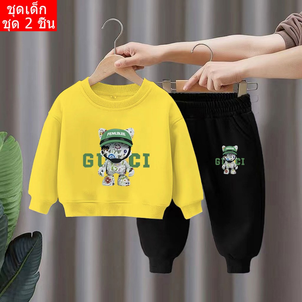 J-1310-O+TKU1310 ชุดเช็ทเด็ก2ชิ้นเสื้อแขนยาวคอกลม+กางเกงขายาวเด็ก ลายมาใหม่น่ารักมาก ทรงสวยใส่สบาย