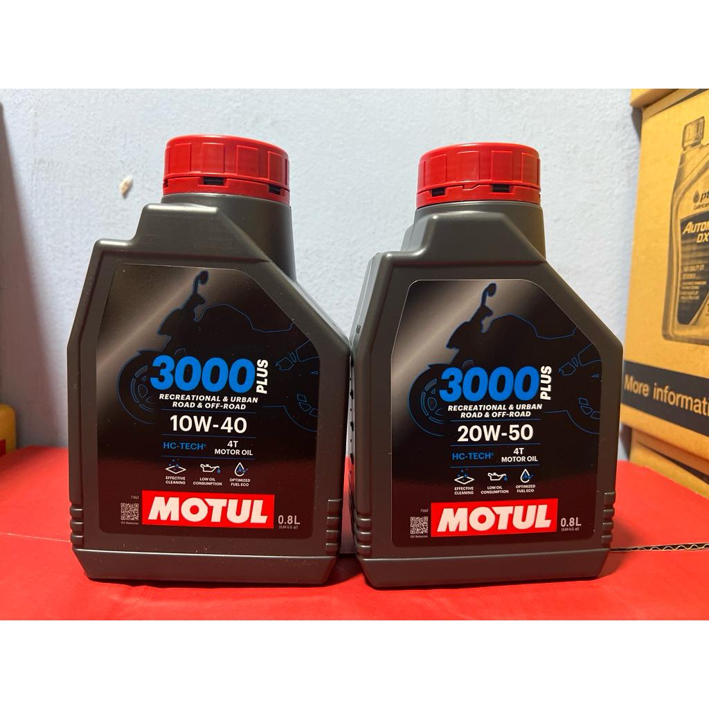 น้ำมันเครื่องรถจักรยานยนต์ 4 จังหวะ 4T โมตุล Motul 3000 plus 10w-40 20w-50 MA2 ขนาด 0.8 ลิตร