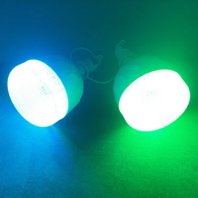 ไฟล่อหมึก กระบอกหน้าใสไฮพาวเวอร์ LED 60-80W ขั้วห้อย E27 มีรับประกันสินค้า 175-250V สีฟ้า เขียว