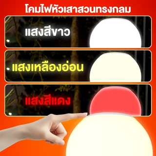 โคมไฟห solar garden light โคมไฟหัวเสา โคมไฟหัวเสาโซล่าเซลล์ โคมไฟหัวเสาทรงกลม โซล่าเซลล์ ปรับได้ 3 สี การควบคุมแสงอัจฉริ