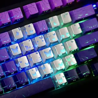 คีย์แคป คีย์แคปแสงลอด Keycap ลายผีเสื้อ Cherry Blossom Love Heart Keycap รูปแบบเสริมโปร่งแสง IMD