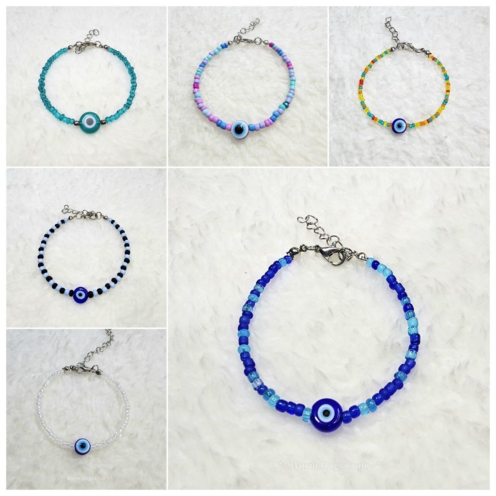 Beaded Bracelet >> สร้อยข้อมือลูกปัด กำไลลูกปัด EVIL EYE 🧿 สร้อยข้อมือแฟชั่น กำไลมินิมอล เครื่องประดับ Handmade BOHO