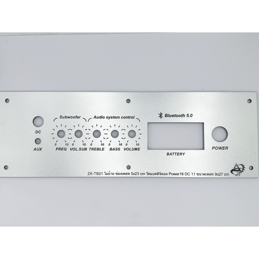 เพลทลำโพงบลูทูธZK-TB21ไม่ย้าย ช่องเพลท5x23cm.วัตแบตดิจิตอล สวิตซ์16 มิล DC 11 มิล ขนาดทั้งหมด9x27cm.วัสดุอะคริลิค
