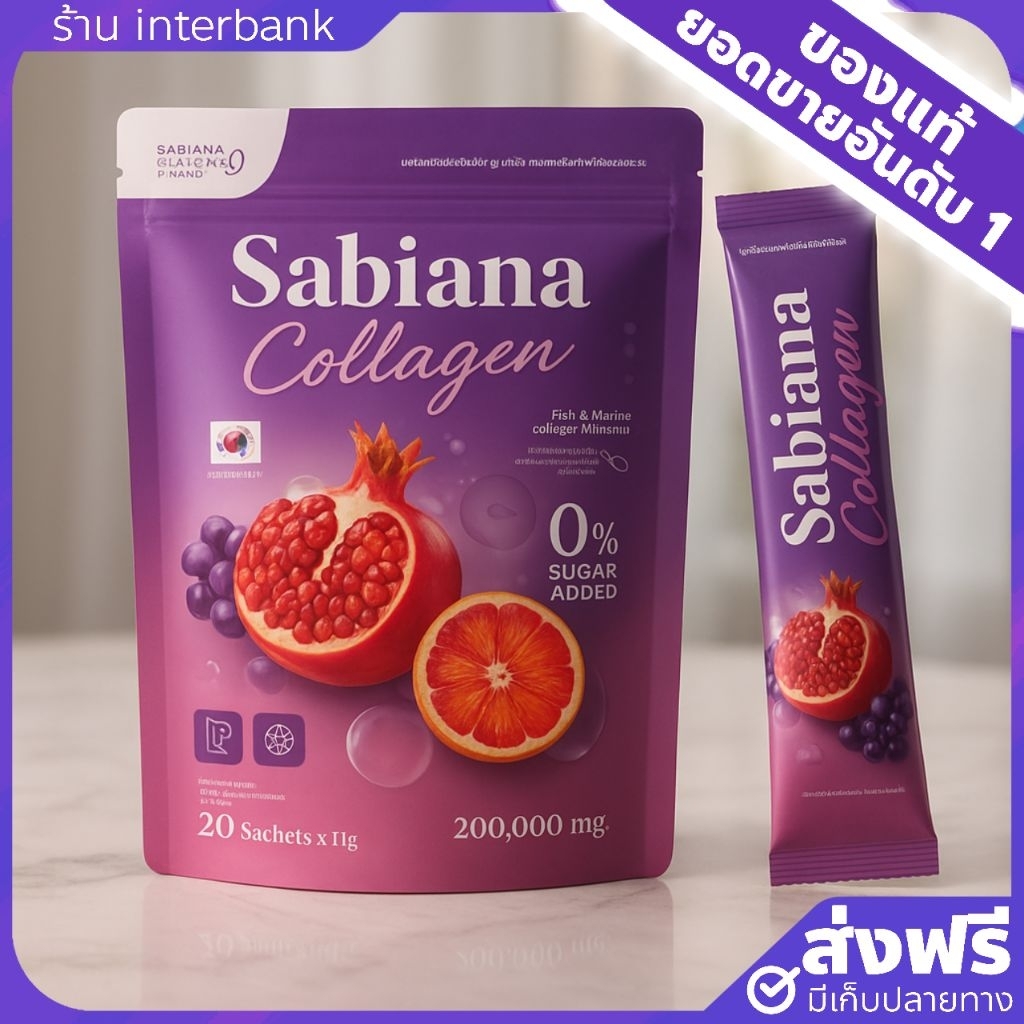 [ของแท้+ส่งฟรี] แพ็คเกจใหม่ Sabaina Collagen แบบซอง ซาเบียน่าคอลลาเจน น้ำชงนีหอม