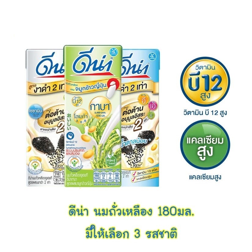ดีน่า นมถั่วเหลือง UHT 180 มล. มีให้เลือก 5 รสชาติ