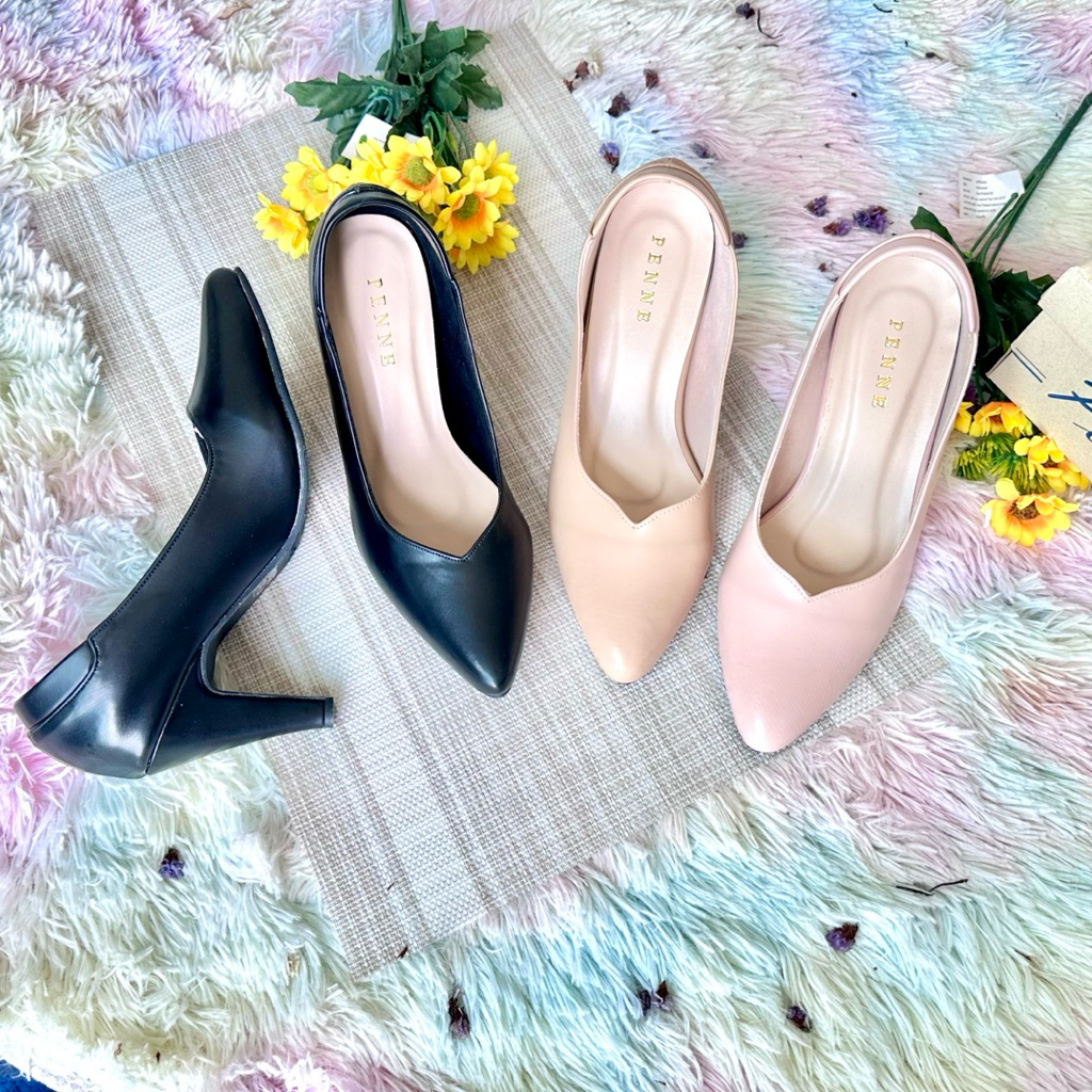 YU01:พร้อมส่ง สามนิ้วหน้าเท้ากว้างใส่สบาย แข็งแรงเดินหนักส้นไม่โยก 35-40 งานส้น3นิ้วเรียว
