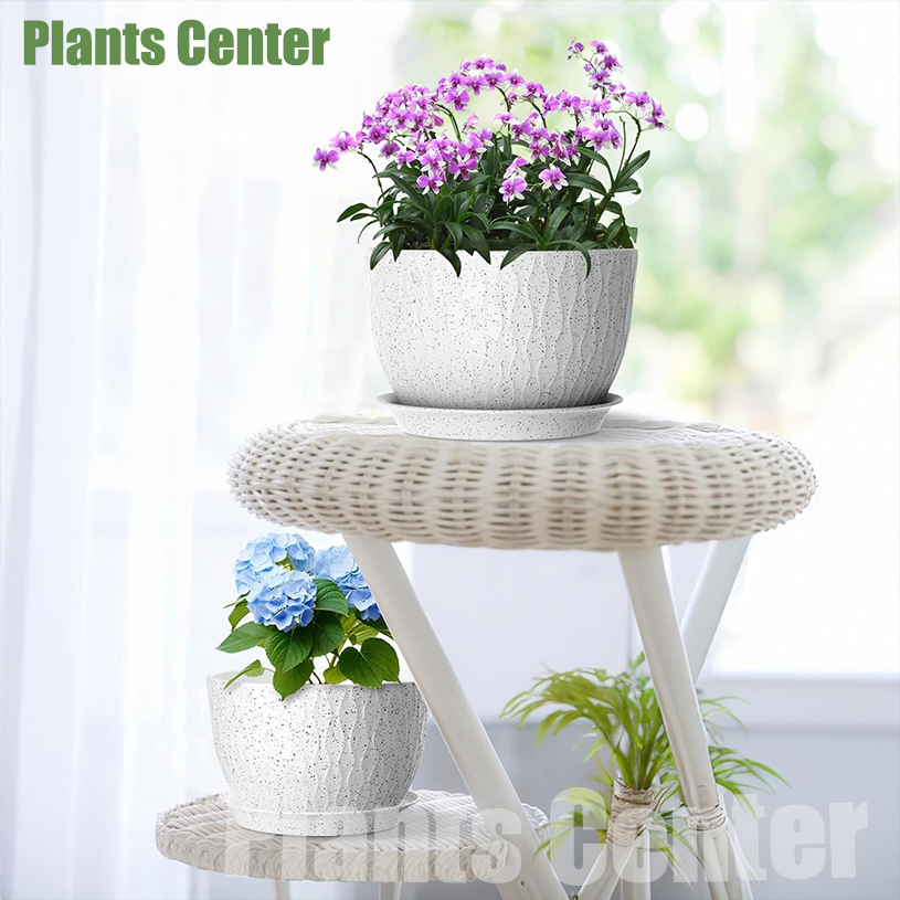 Plants Center กระถางต้นไม้ ขนาดใหญ่ พร้อมถาดรองกระถาง ลายหินแกรนิต คลื่นน้ำสวยงาม ทนทานทนแดด T059 - รูปที่ 7