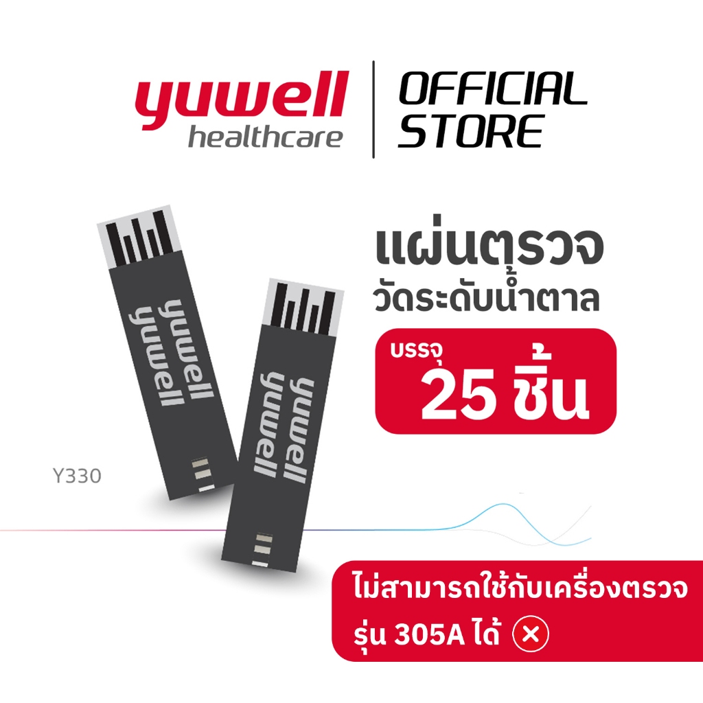 *ยิ่งซื้อเยอะยิ่งถูก* แผ่นตรวจน้ำตาลในเลือด Yuwell รุ่น Y330 (25 ชิ้น)สำหรับเครื่องรุ่น 710, 301, 582, 586, 590