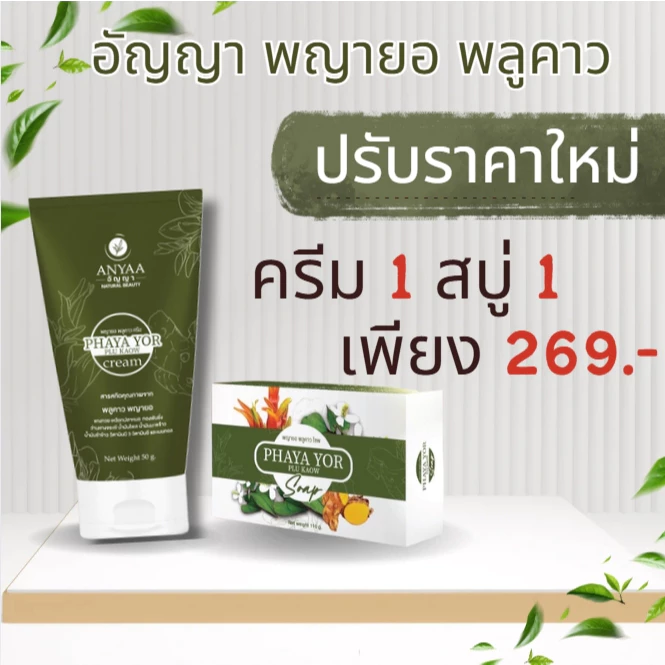 โปร ครีม1+สบู่1 290.- พญายอพลูคาว สมุนไพรแท้100% ส่งจากบริษัทโดยตรง
