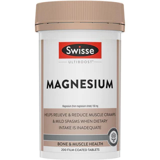 Swisse Ultiboost Magnesium 200 Tablets แมกนีเซียม ช่วยบรรเทาอาการปวดกล้ามเนื้อ อาการกระตุก