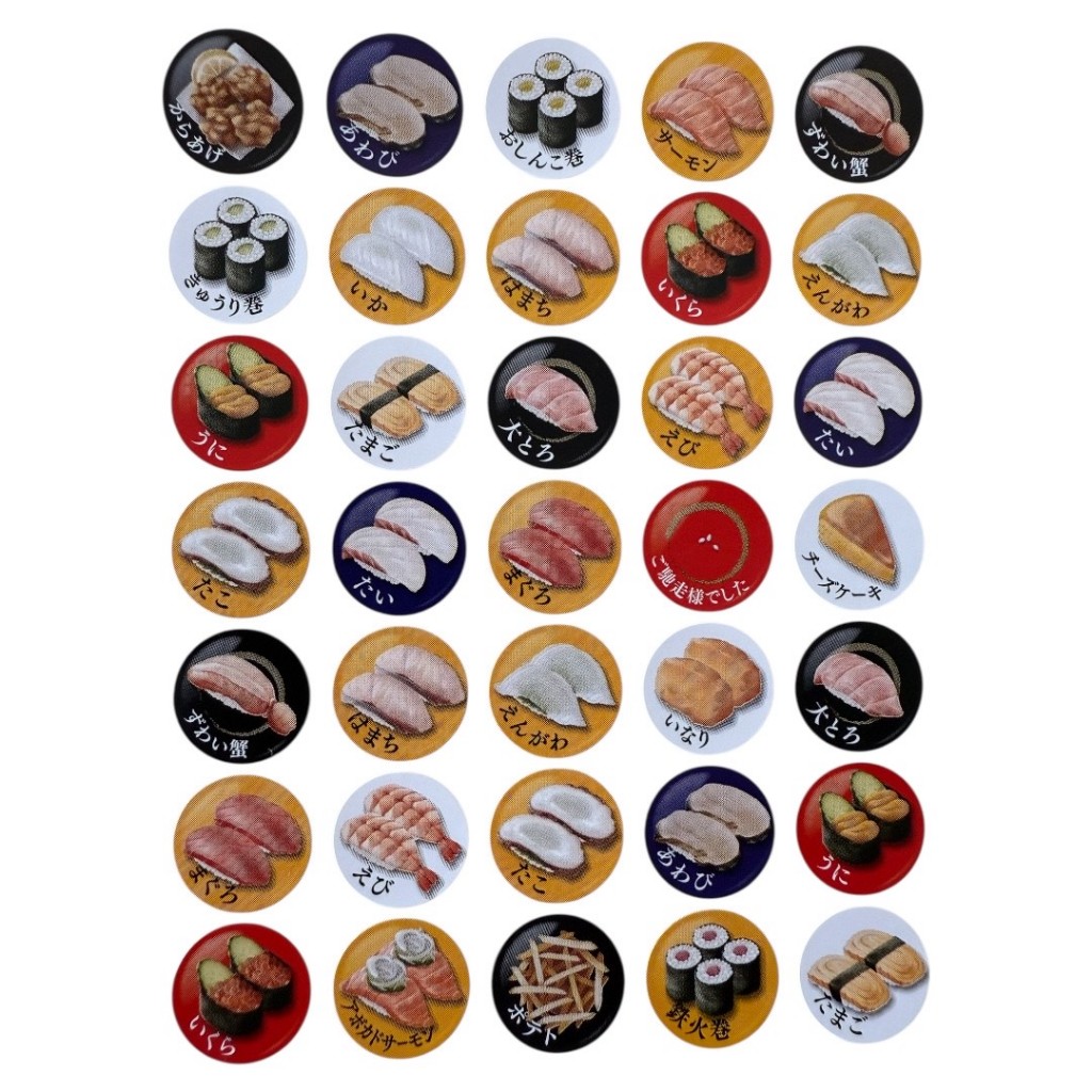 Sushi Sticker Set 280pcs (35pcs × 8 Sheets) Point Seal  Japanese Food Design Stationery Scrapbooking