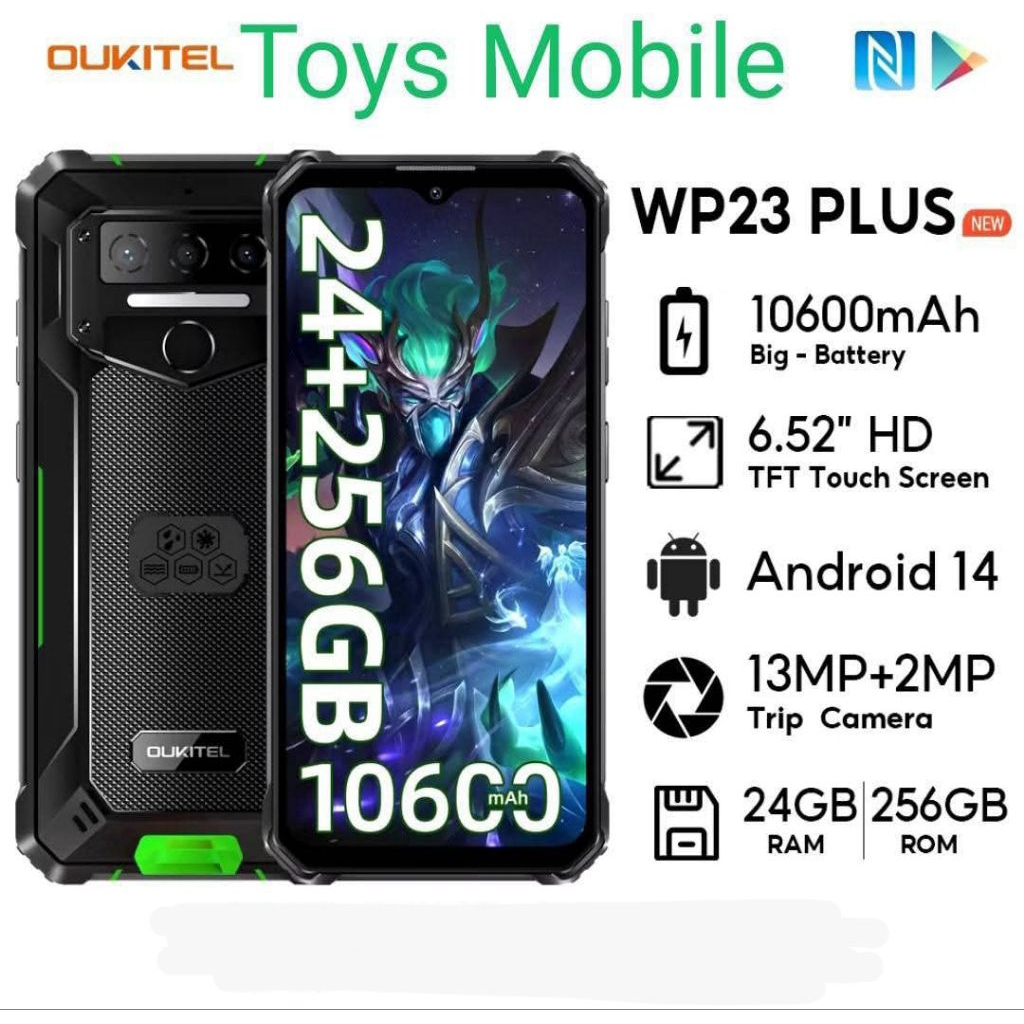 Oukitel WP23 Plus มือถือกันน้ำ-ฝุ่น 24GB+256GB หน้าจอ 6.52 นิ้ว Android 14.0Unisoc T606 Octa-core NF