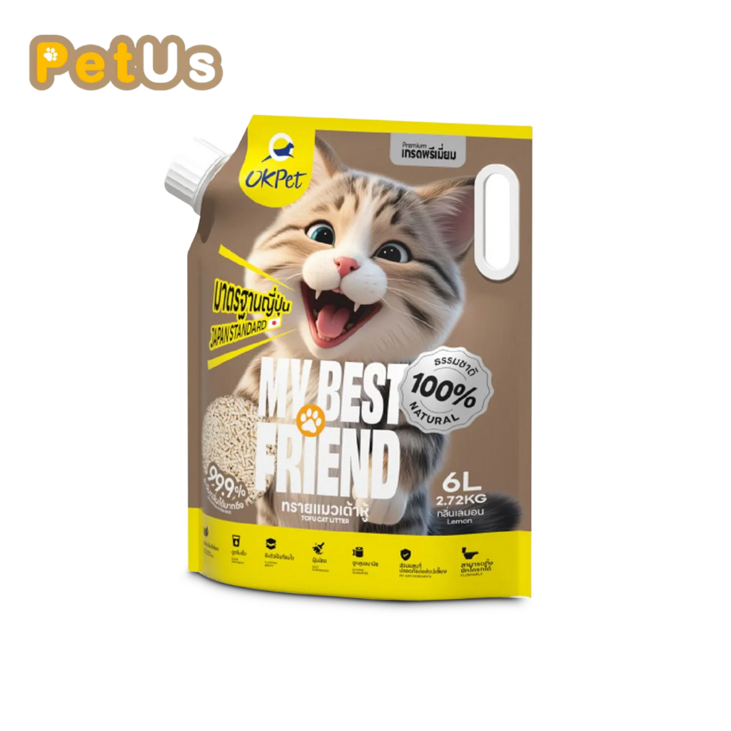 ทรายแมวเต้าหู้ ทรายแมว Cat Sand 6 ลิตร ทรายเต้าหู้  ฝุ่นน้อย จับตัวเป็นก้อนเร็ว เก็บกลิ่นดีเยี่ยม มี 3 กลิ่น