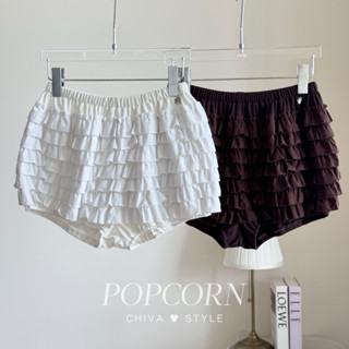 -𝐂𝐡𝐢𝐯𝐚- POPCORN SHORTS | กางเกงขาจั๊มระบาย แต่งโลหะดอกไม้