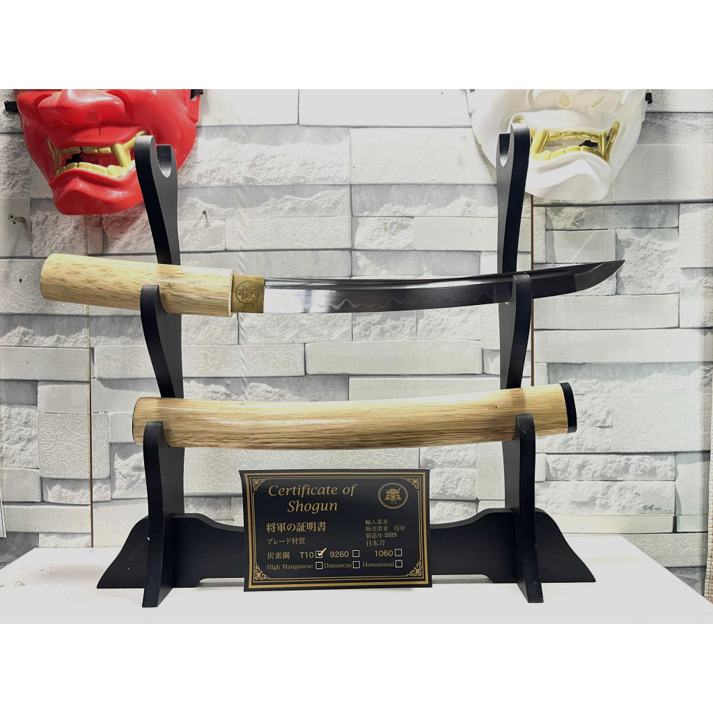 ซามูไร T10 ทันโตะ งานทำมือ พรีเมี่ยม  เปิดคม มีใบรับรอง จากค่าย Shogun แถมกล่องเก็บ ชั้นวาง พร้อมส่ง