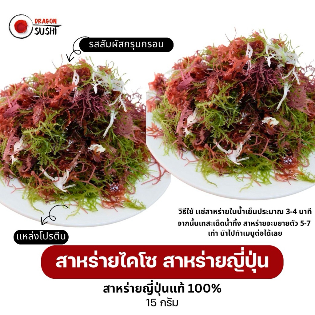 สาหร่ายไคโซ สาหร่ายญี่ปุ่น อร่อยกรุบกรอบ (Kaiso Seaweed) ปริมาณ 15g.