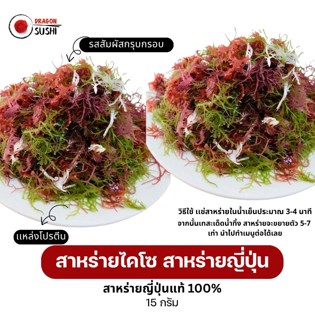 สาหร่ายไคโซ สาหร่ายญี่ปุ่น อร่อยกรุบกรอบ (Kaiso Seaweed) ปริมาณ 15g.