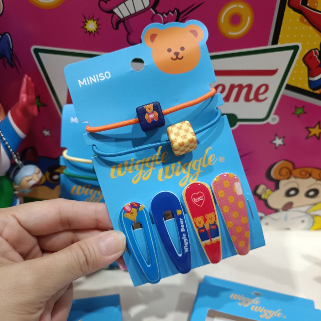 📍พร้อมส่ง📍ชุดยางรัดผมและกิ๊บติดผมน่ารักๆ wiggle wiggle x MINISO (#WM2)