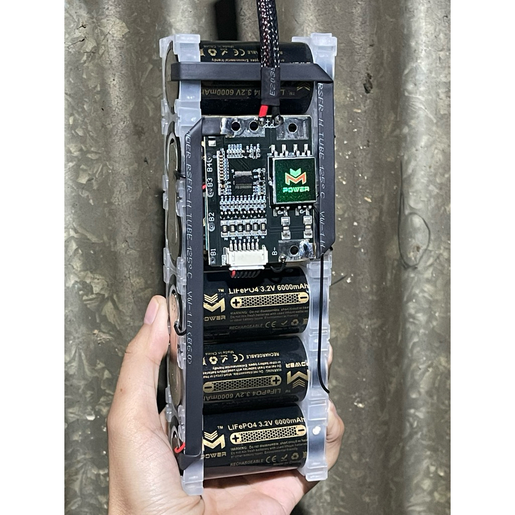 (ส่งภายในวันที่สั่ง)ชุดแต่งแบตเตอรี่ 6S 21V6แอมป์ 6,000mAh Bms20Aพร้อมใช้งาน 32650 Mpower สีดำ