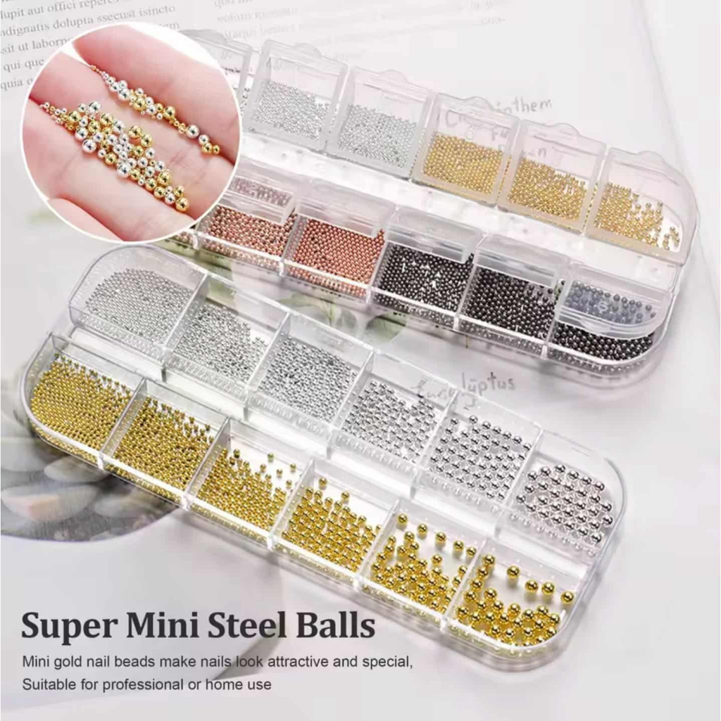 ไข่ปลาตกแต่งเล็บ อะไหล่ติดเล็บ ไข่ปลาเล็บทองเงิน มินิบอล3D