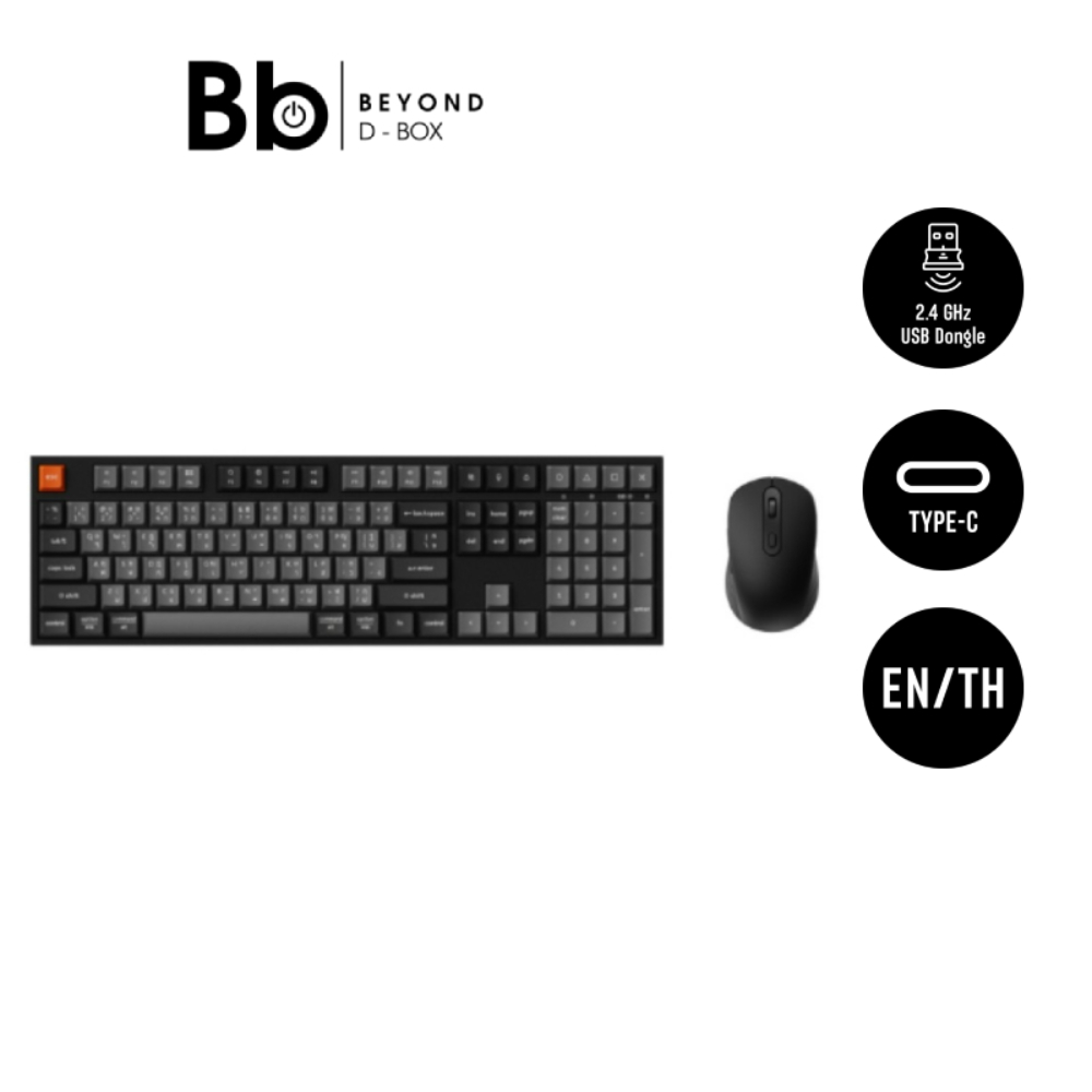 คีย์บอร์ดและเมาส์ Keychron B36 Wireless with silicone keyskin and BM25 Mouse Combo 100% Black by BB 