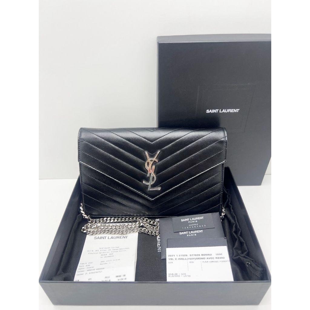 👜👜กระเป๋าสะพาย Used in good Condition Ysl Woc 9” ปี2021 สีดำ อะไหล่เงิน สวยคลาสสิค+ใบเสร็จ‼️รอเช็คสต