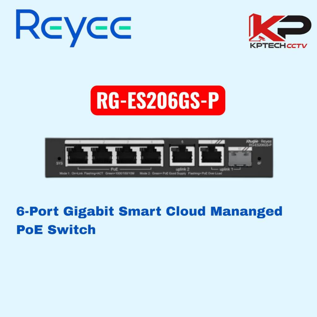 RG-ES206GS-P Reyee 6-Port Gigabit Smart Cloud Mananged PoE Switch